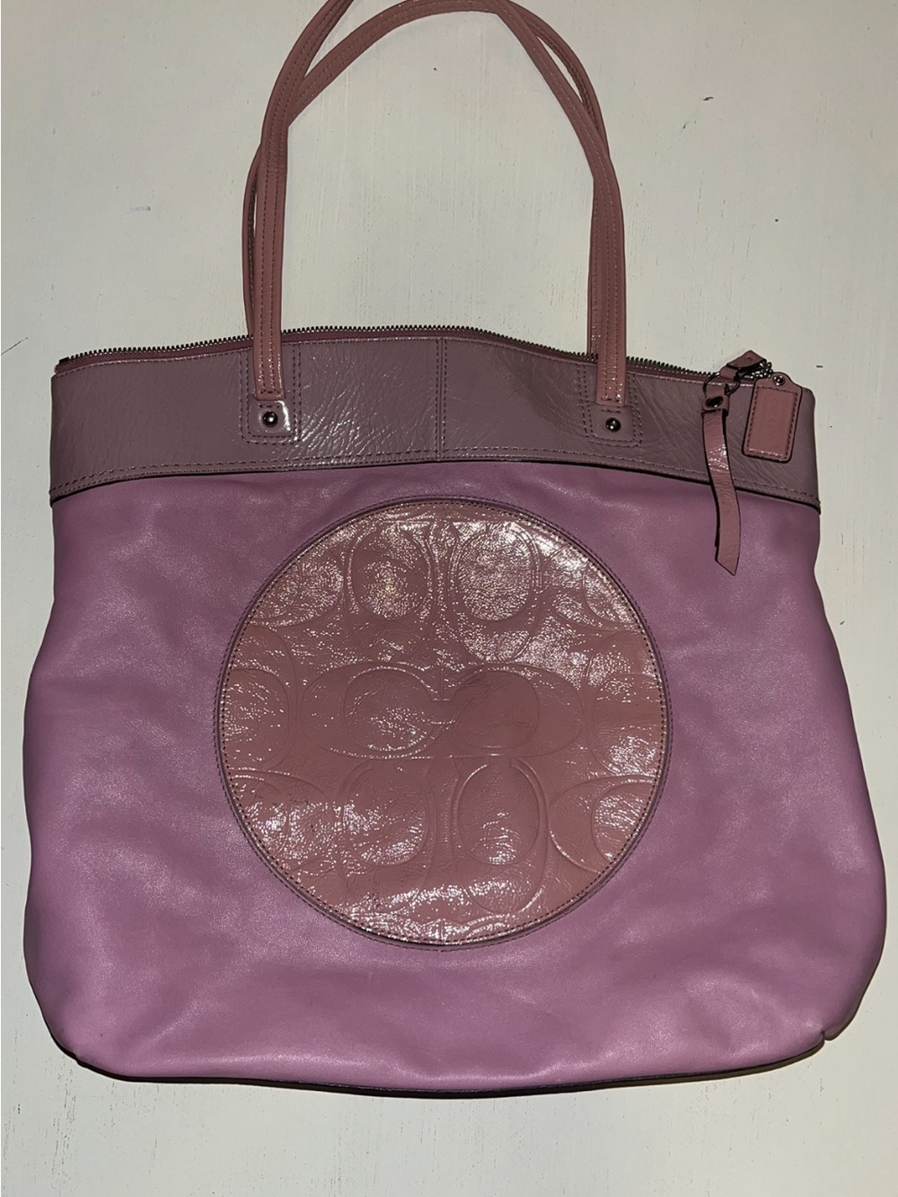 Coach Laura Mauve Pink Embossed Leather Tote Shoulder Bag Y2K